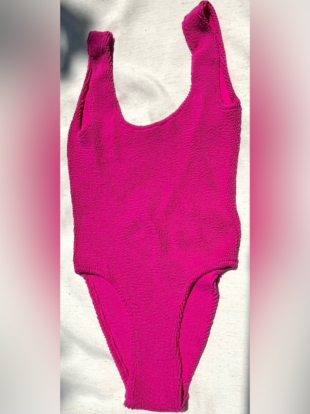 Zara Textured Swimsuit Fuchsia Round Neckline Wide Straps Size Medium NWT - Picture 9 of 12